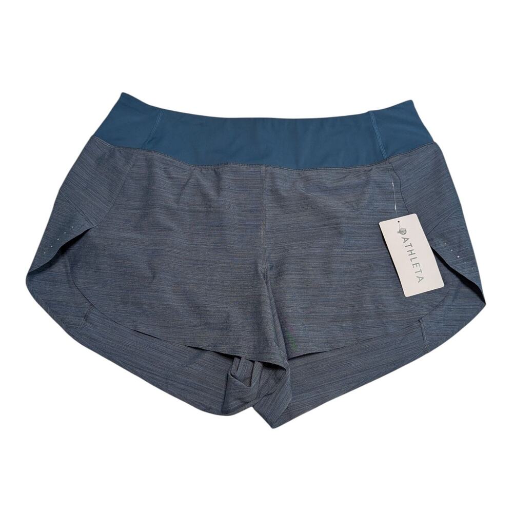 Athleta Run With It Textured 3.5in Short Workout Gym Blue Activewear Womens 1X
